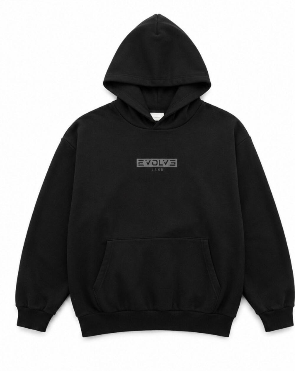 LSKD Evolve Hoodie XL Black Pullover Sweatshirt Oversized Kangaroo Pocket